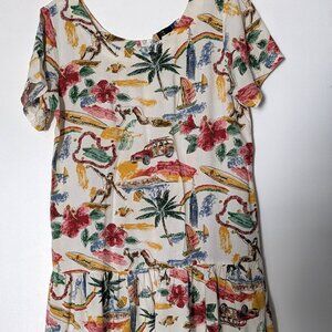 Iolani Hawiian Surf Beige Dress SZ small